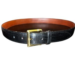Genuine  Black Handcrafted Leather Belt with Solid Brass Buckle Made in USA 38”